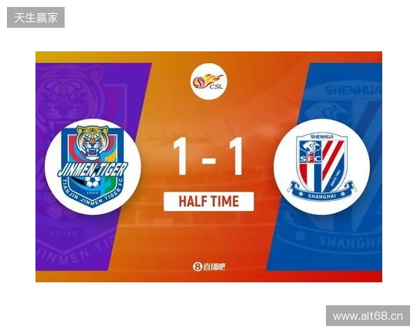 半场-谢蒂内点射打入津门虎赛季首球 朱辰杰扳平 津门虎暂1-1申花